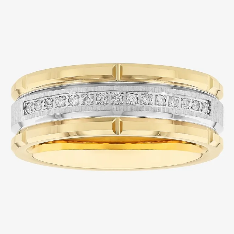 Mens 8MM 1/8 CT. T.W. Natural White Diamond Tungsten Wedding Band