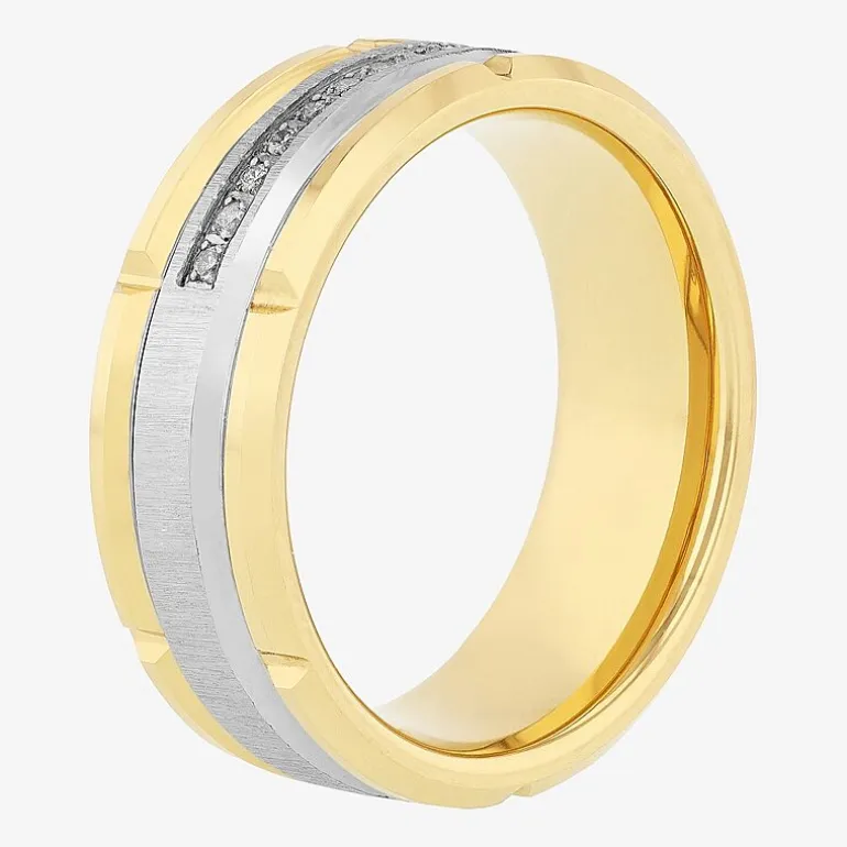 Mens 8MM 1/8 CT. T.W. Natural White Diamond Tungsten Wedding Band