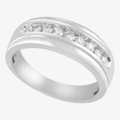 Mens 8MM 1/2 CT. T.W. Natural White Diamond 10K Gold Wedding Band