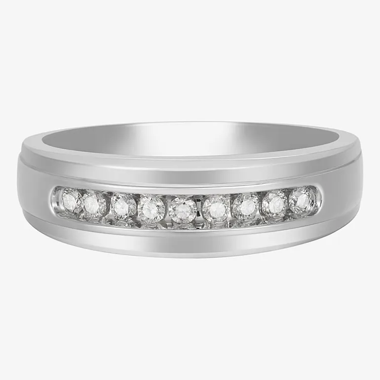 Mens 7MM 1/4 CT. T.W. Natural White Diamond 10K Gold Wedding Band