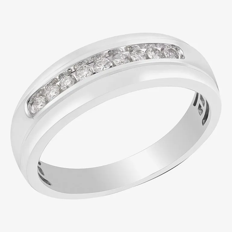 Mens 7MM 1/4 CT. T.W. Natural White Diamond 10K Gold Wedding Band