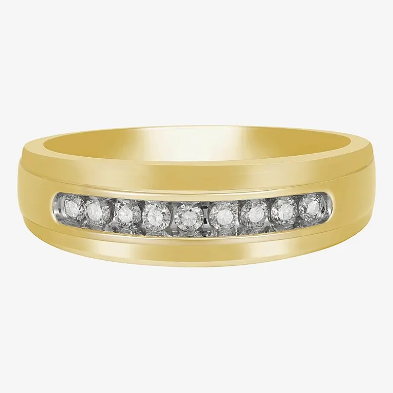 Mens 7MM 1/4 CT. T.W. Natural White Diamond 10K Gold Wedding Band