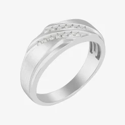 Mens 6MM 1/7 CT. T.W. Natural White Diamond 10K Gold Wedding Band