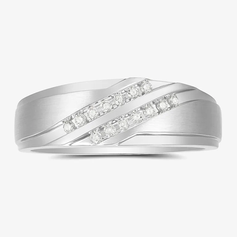 Mens 6MM 1/7 CT. T.W. Natural White Diamond 10K Gold Wedding Band