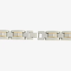 Mens Stainless Steel with Gold-Tone IP Link Bracelet