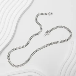 Mens Sterling Silver 22 Inch Link Chain Necklace