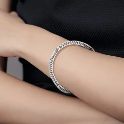 Mens Sterling Silver 8 1/2 Inch Solid Curb Chain Bracelet