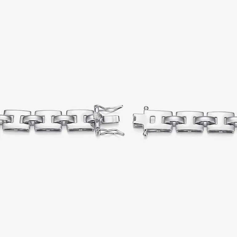 Mens Sterling Silver 8 1/2 Inch Solid Link Round Id Bracelet