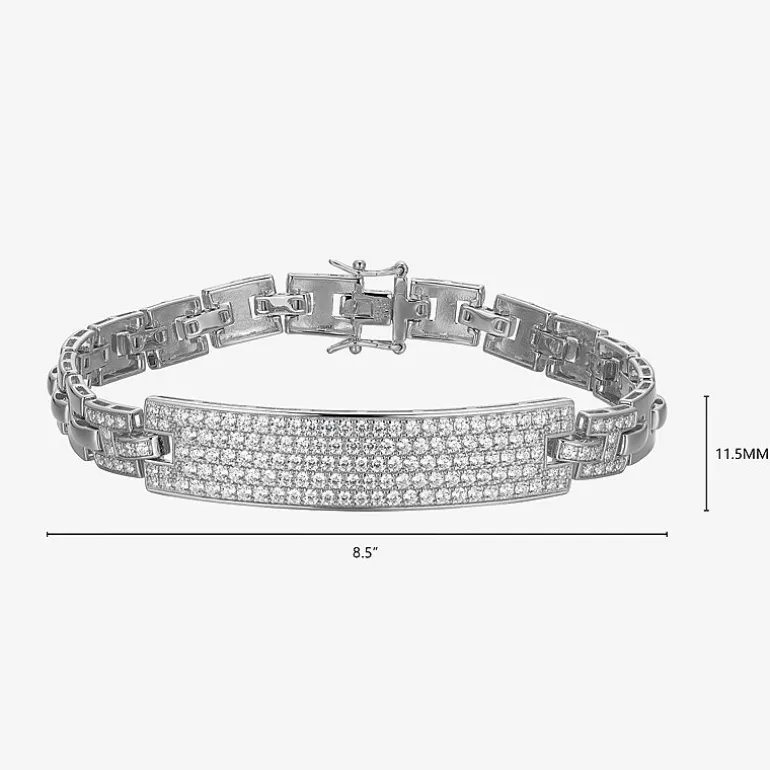 Mens Sterling Silver 8 1/2 Inch Solid Link Round Id Bracelet