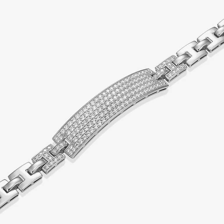 Mens Sterling Silver 8 1/2 Inch Solid Link Round Id Bracelet