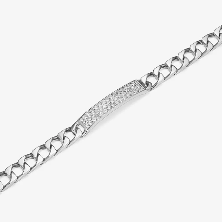 Mens Sterling Silver 8 1/2 Inch Solid Link Round Id Bracelet
