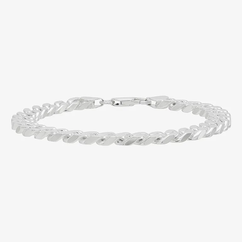 Mens Sterling Silver 8 1/2 Inch Solid Curb Chain Bracelet