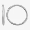 Mens White 14K Gold 12mm Round Hoop Earrings