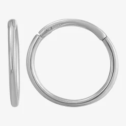 Mens White 14K Gold 12mm Round Hoop Earrings