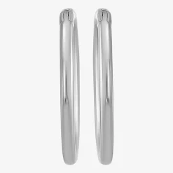 Mens White 14K Gold 12mm Round Hoop Earrings