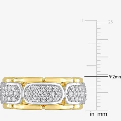 Mens White Moissanite 18K Two Tone Gold Over Silver Fashion Ring