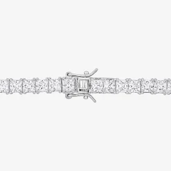 Mens White Sapphire Sterling Silver 20 Inch Tennis Necklace