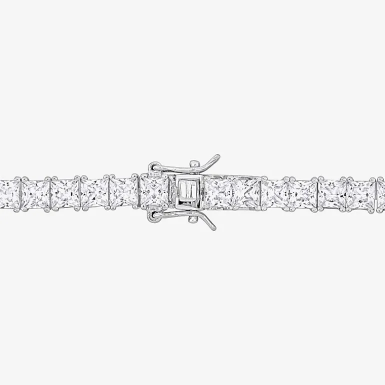 Mens White Sapphire Sterling Silver 20 Inch Tennis Necklace