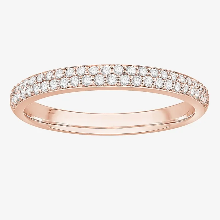 Micro Pave Womens 2MM 1/4 CT. T.W. Natural White Diamond 10K Gold Anniversary Wedding Band