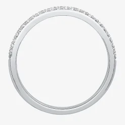 Micro Pave Womens 2MM 1/4 CT. T.W. Natural White Diamond 10K Gold Anniversary Wedding Band