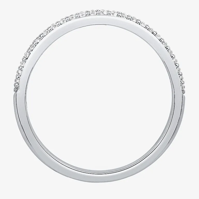 Micro Pave Womens 2MM 1/4 CT. T.W. Natural White Diamond 10K Gold Anniversary Wedding Band