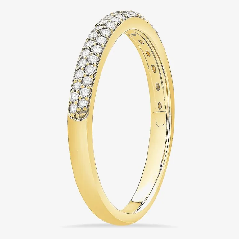 Micro Pave Womens 2MM 1/4 CT. T.W. Natural White Diamond 10K Gold Anniversary Wedding Band