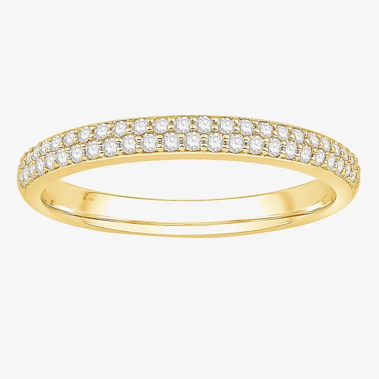 Micro Pave Womens 2MM 1/4 CT. T.W. Natural White Diamond 10K Gold Anniversary Wedding Band