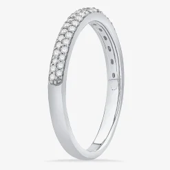 Micro Pave Womens 2MM 1/4 CT. T.W. Natural White Diamond 10K Gold Anniversary Wedding Band