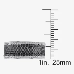 Midnight Black Womens 6MM 1 CT. T.W. Natural Black Diamond Sterling Silver Anniversary Band