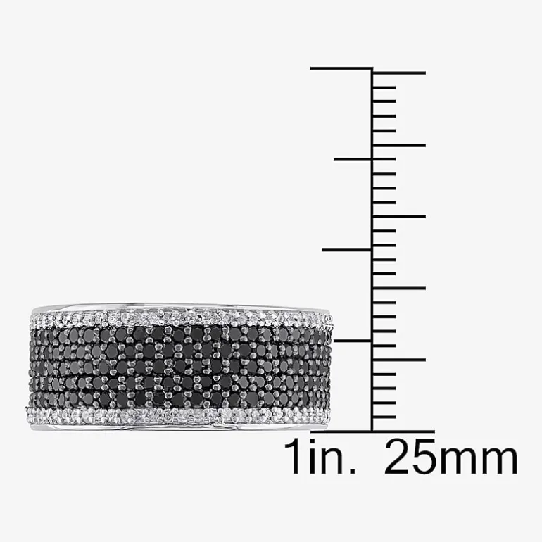 Midnight Black Womens 6MM 1 CT. T.W. Natural Black Diamond Sterling Silver Anniversary Band