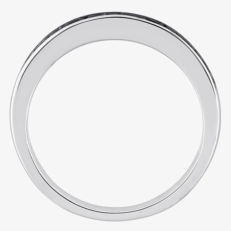 Midnight Black Womens 2MM 1/10 CT. T.W. Natural Black Diamond Sterling Silver Wedding Band
