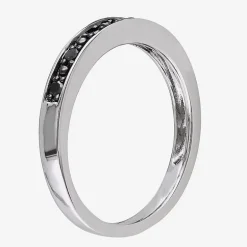 Midnight Black Womens 2MM 1/10 CT. T.W. Natural Black Diamond Sterling Silver Wedding Band