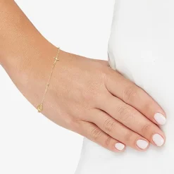 Miraculous Medal Womens 14K Tri-Color Gold Cross 7.25 Inch Link Bracelet