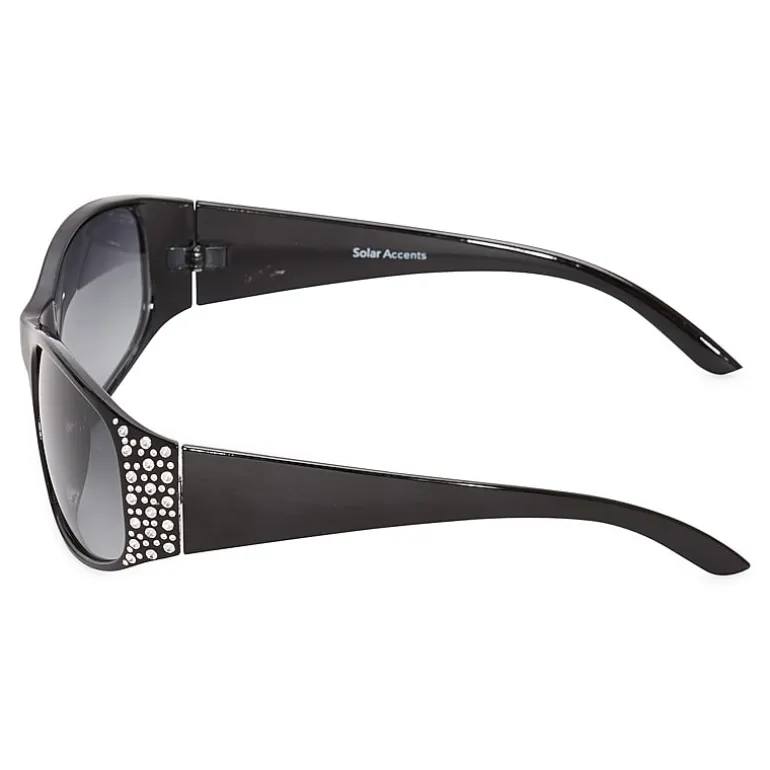 Mixit Black With Gem Detail Womens UV Protection Sunglasses