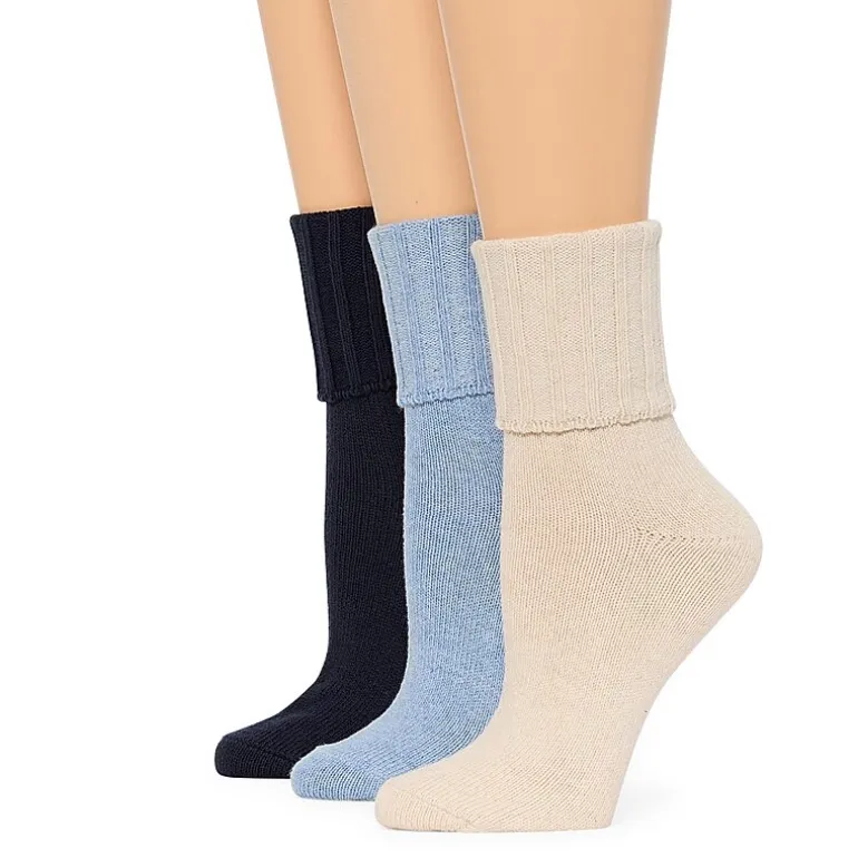 Mixit Essentials Thick Rib Womens 3 Pair Turncuff Socks