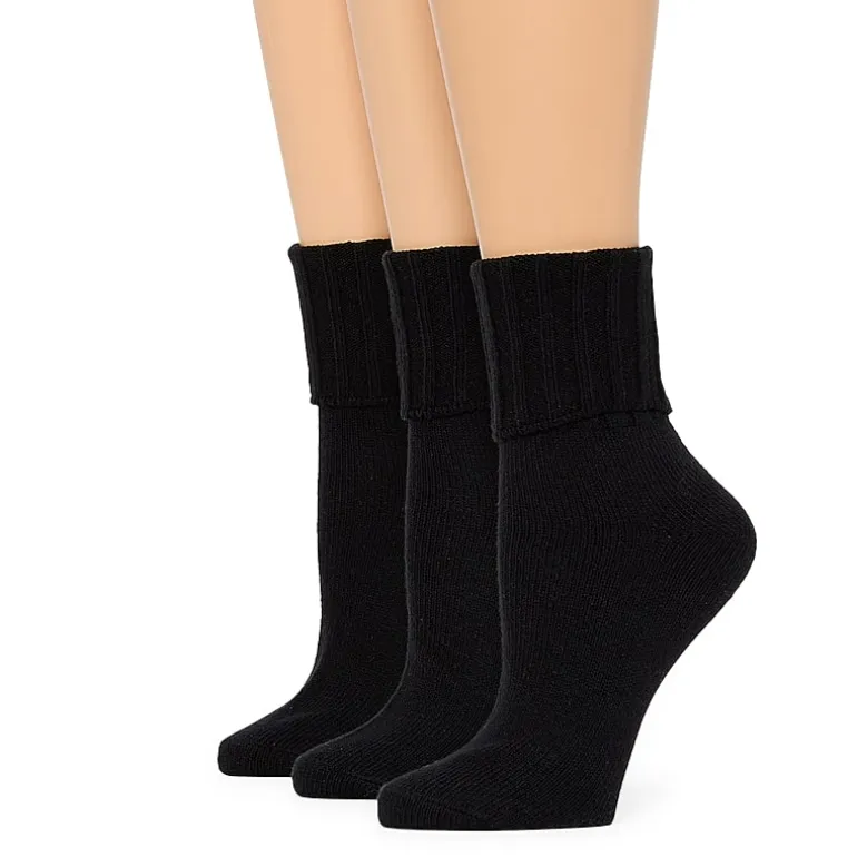 Mixit Essentials Thick Rib Womens 3 Pair Turncuff Socks