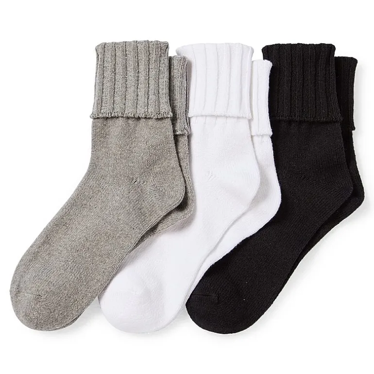Mixit Essentials Thick Rib Womens 3 Pair Turncuff Socks