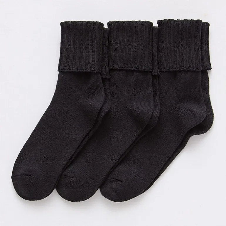 Mixit Everyday Essential Rib Womens 3 Pair Turncuff Socks