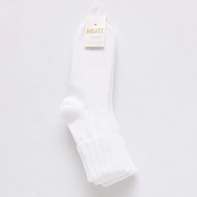 Mixit Everyday Essential Rib Womens 3 Pair Turncuff Socks