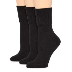 Mixit Everyday Essential Rib Womens 3 Pair Turncuff Socks