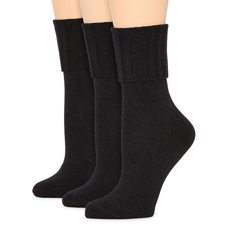 Mixit Everyday Essential Rib Womens 3 Pair Turncuff Socks