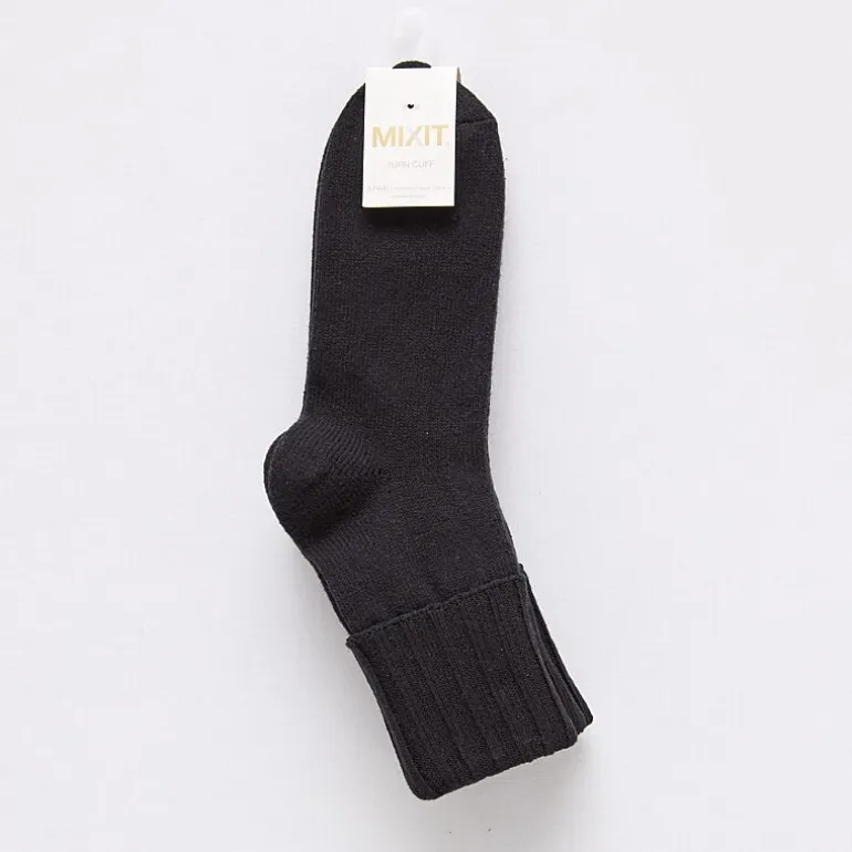 Mixit Everyday Essential Rib Womens 3 Pair Turncuff Socks