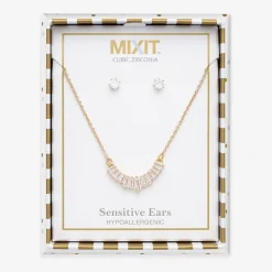 Mixit Frontal Necklace & Stud Earring Womens Cubic Zirconia 2-pc. Jewelry Set