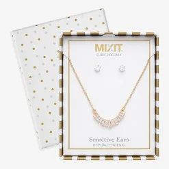 Mixit Frontal Necklace & Stud Earring Womens Cubic Zirconia 2-pc. Jewelry Set