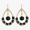 Mixit Gold Tone & Black Tear Womens Drop Earrings