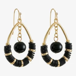 Mixit Gold Tone & Black Tear Womens Drop Earrings