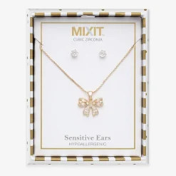 Mixit Pendant Necklace & Stud Earring Womens Cubic Zirconia Bow 2-pc. Jewelry Set