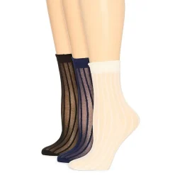 Mixit Sheer Anklet Womens Multi-Pack 3 Pair Trouser Socks