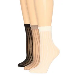 Mixit Sheer Anklet Womens Multi-Pack 3 Pair Trouser Socks