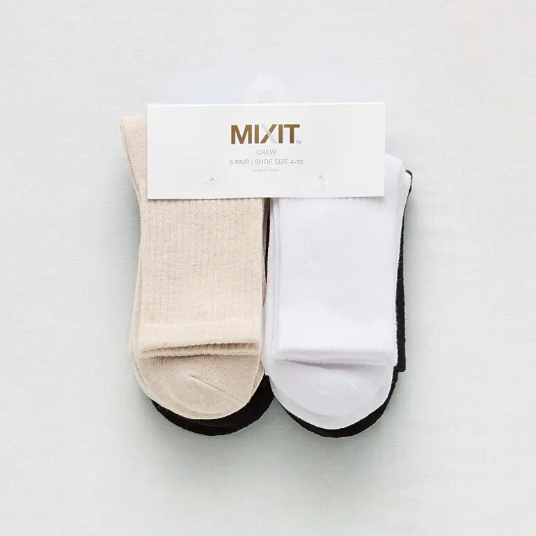 Mixit Sport Rib Short Womens 6 Pair Crew Socks